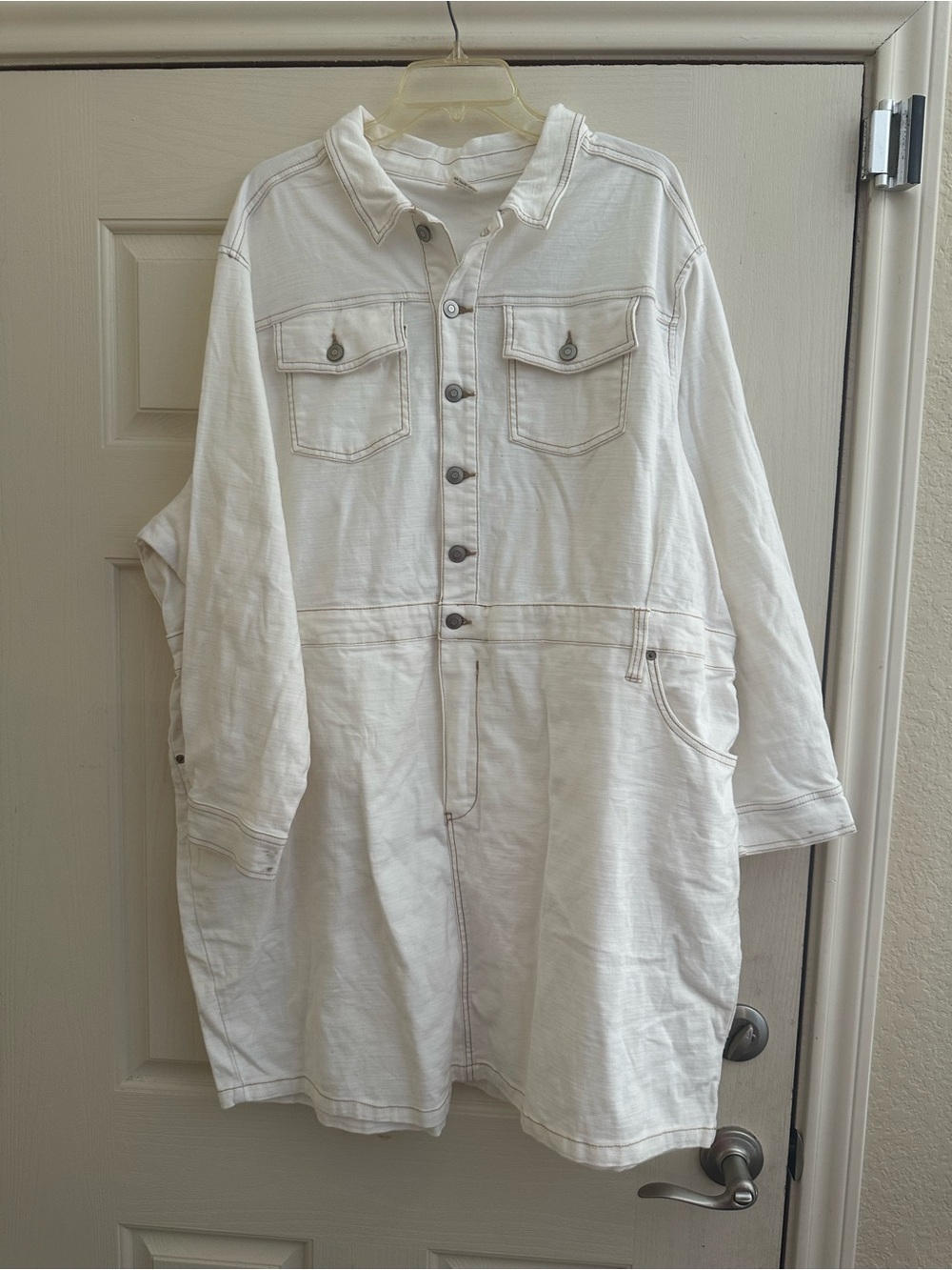 Terra & Sky White Lightweight Button-Up Shirt Jacket